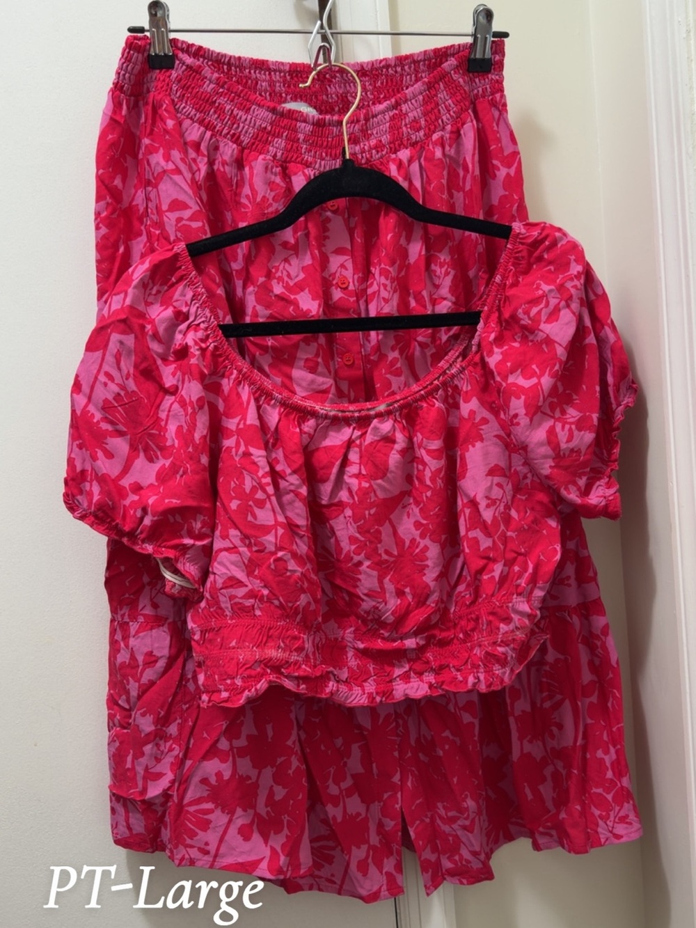 Women’s Pink Floral Two-Piece Skirt Set
